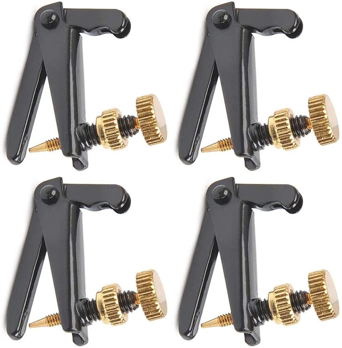 Dailygoods- Tuners Set van 4 - Fijne Tuners - Geschikt voor Viool 4/4/3/4 - Metalen String - Roestbescherming - Eenvoudig te Installeren - Vioolstemmer