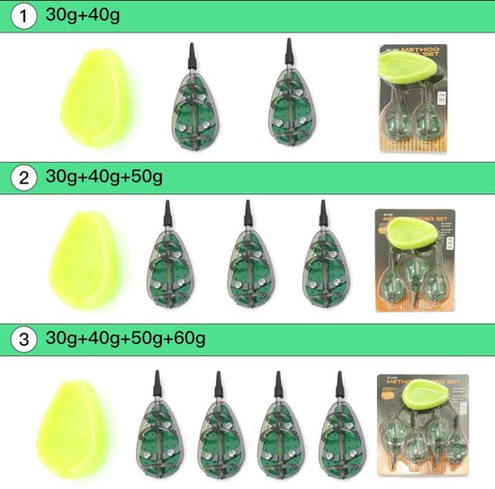 Dailygoods- Feeder Schimmel Set 30/40/50/60g - Vissen Accessoires - Aas Tool - Karpervissen - Duurzaam - Lichtgewicht van Dailygoods — afbeelding 2