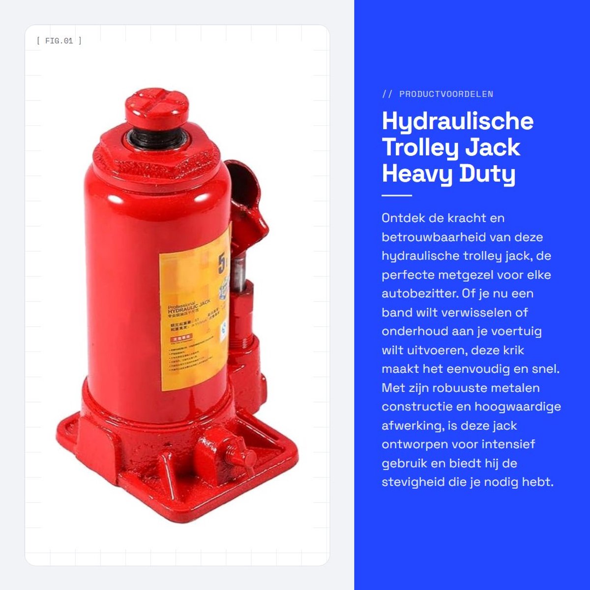 Dailygoods- Hydraulische Trolley Jack 5T - Draagbare Krik - Heavy Duty Stalen Krik - Compact en Handig - Robuuste Constructie - Praktisch Handvat