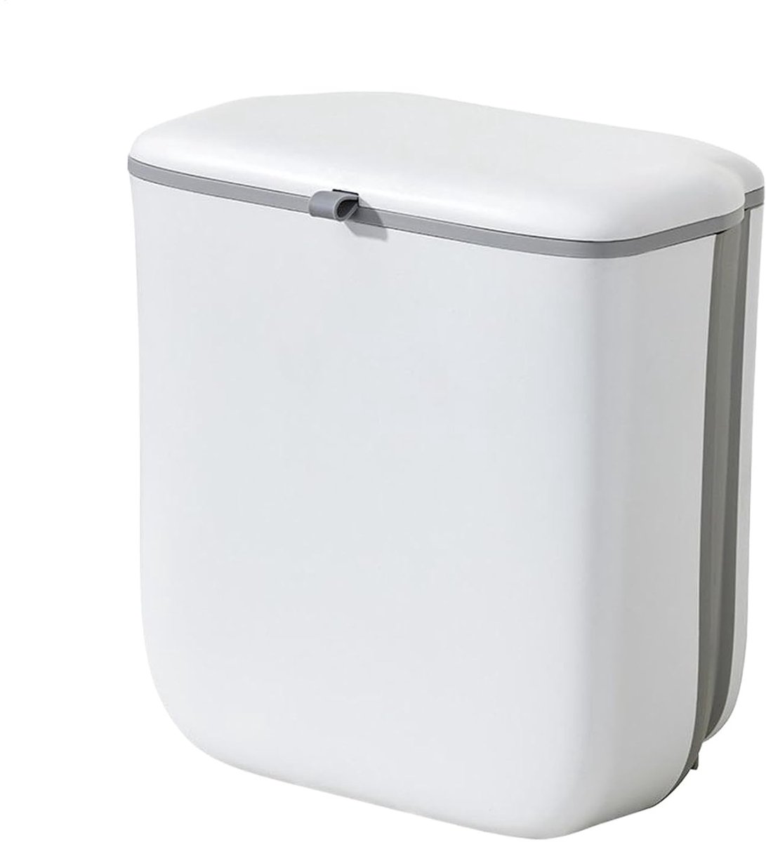 Compostbak Keuken - Opvouwbare Afvalemmer - Afval Beheren - Ruimtebesparend Ontwerp - 10 Liter - Wit