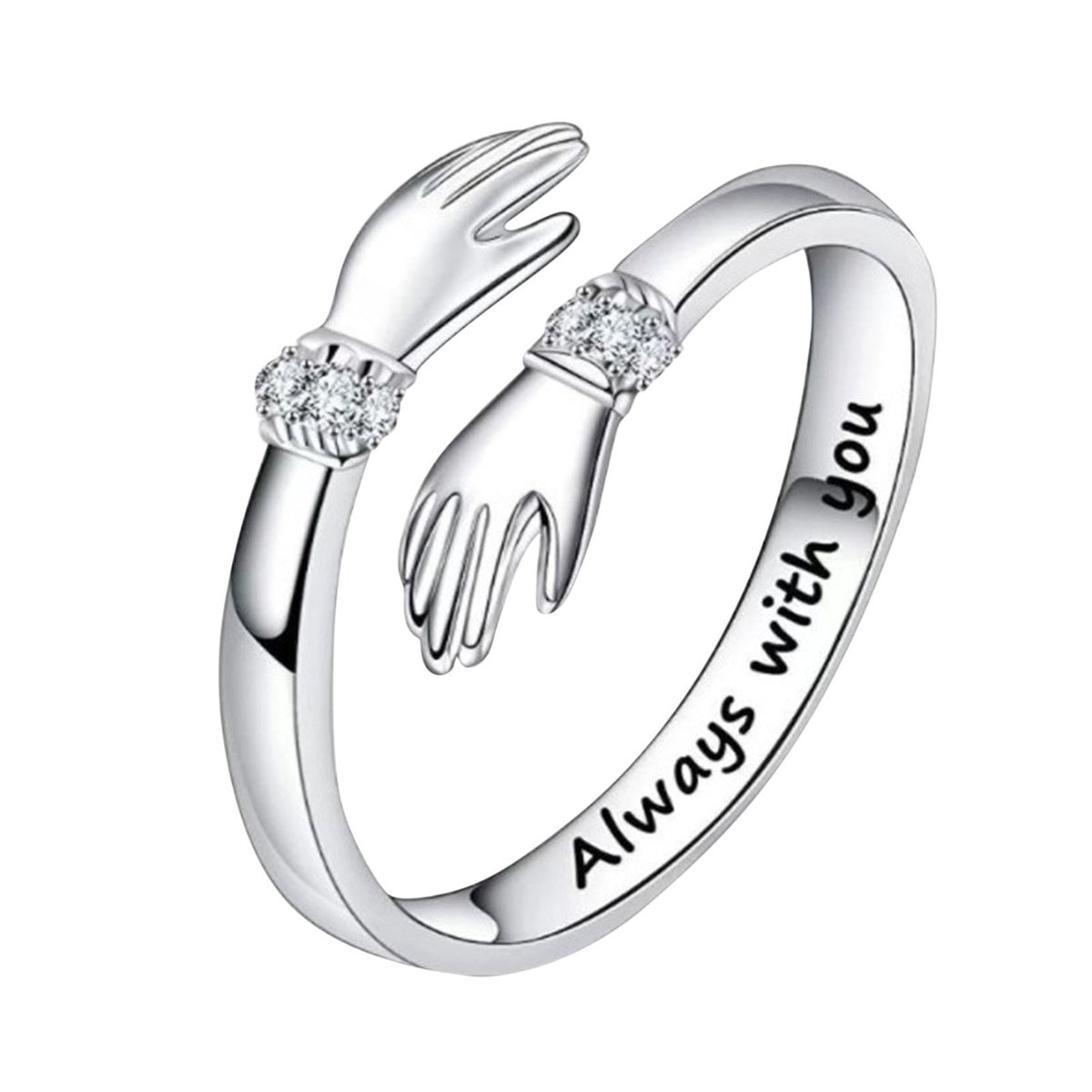 Matthew Studio® 925 Zilveren Knuffelring – Verstelbare Handjes Ring – Inclusief Cadeauverpakking