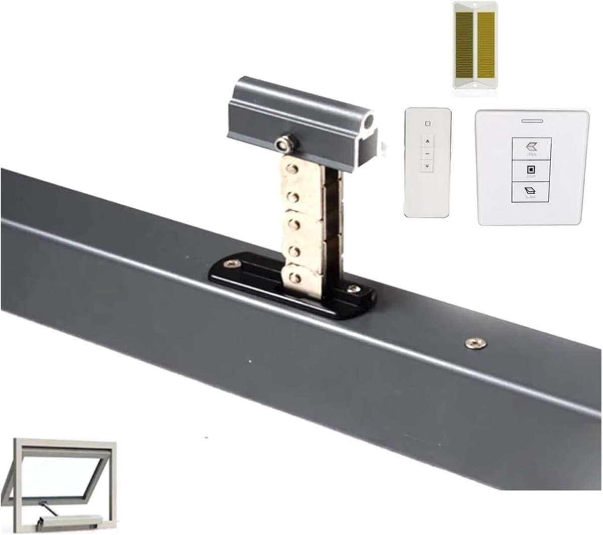 Schuifpoortset Motor - Raamopener Elektrisch - Automatisch Ramen Sluiten - Dubbellaagse Ketting - 24v - Zwart