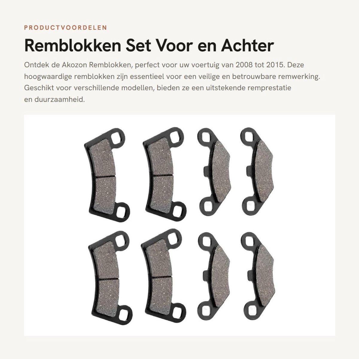 Dailygoods- Remblokken Gloednieuw - Remblokken voor 800/570 - Remblokken voor 2008-2015 - 8 Stuks - Ijzer - Montage voor diverse modellen - Remblok