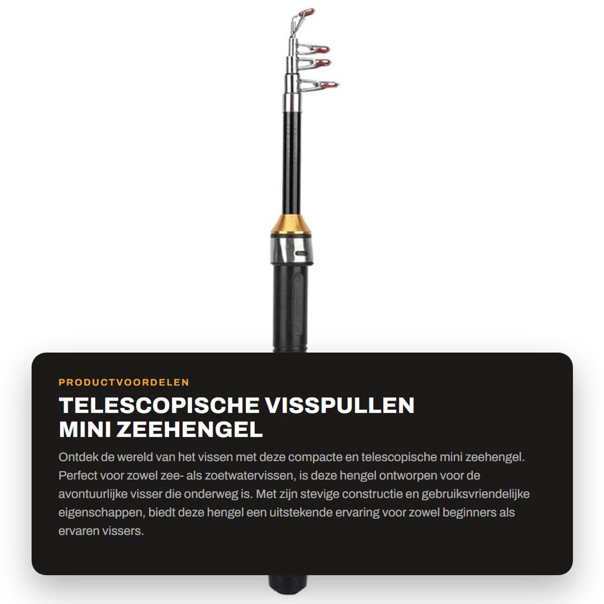 Dailygoods- Hengel Draagbaar 1,5m - Telescopische Hengel - Zeevisserij - Antislip Handvat - Voor Forelvissen/Bas - Lichtgewicht en Compact - Vishengel
