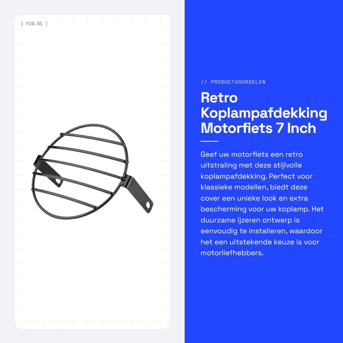 Dailygoods- Afdekking Koplampen 7 Inch - Retro Metalen Grill - Zwart - Duurzaam IJzer - Eenvoudig te Installeren - Bescherming en Zichtbaarheid - Koplamprooster