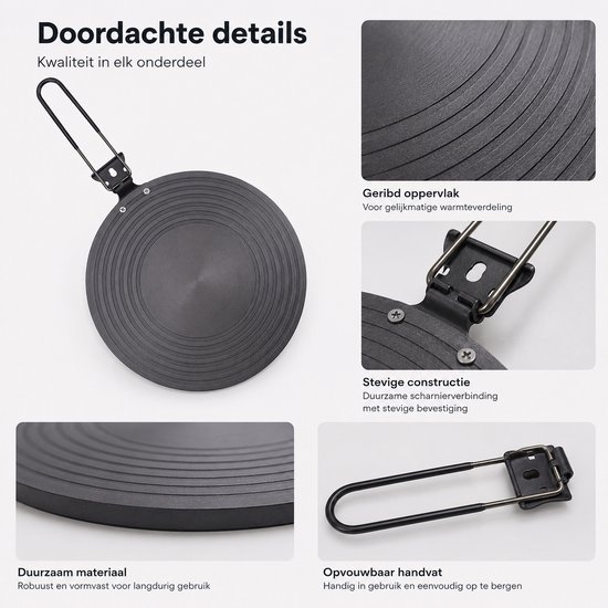 Adapter - Inductie Adapterplaat 24 Cm - Kookplaat Beschermer/Adapter - Warmteverspreiderplaat - Met Handvat Opvouwbaar - Kachel Diffuser - Voor Bescherming Van Kookgerei — afbeelding 3