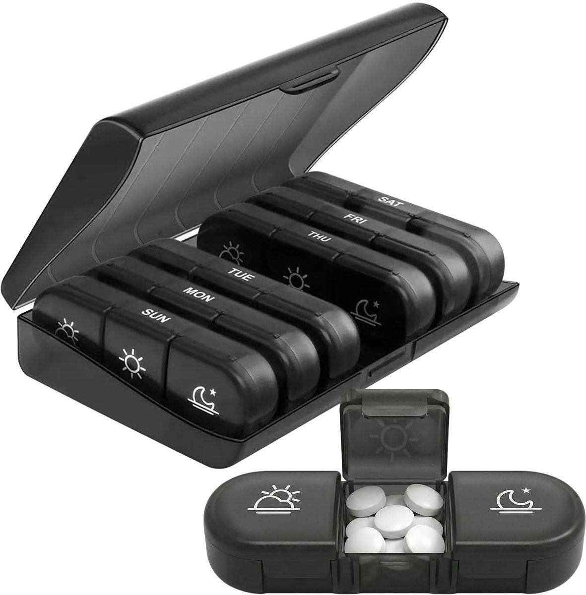 Dailygoods- Tablettenbox 7 Dagen - 3 Vakken per Dag - BPA-vrij - Grote Aparte Vakken - Ideaal voor Medicijnen/Vitaminen - Weekbox voor Senioren - Pillendoos