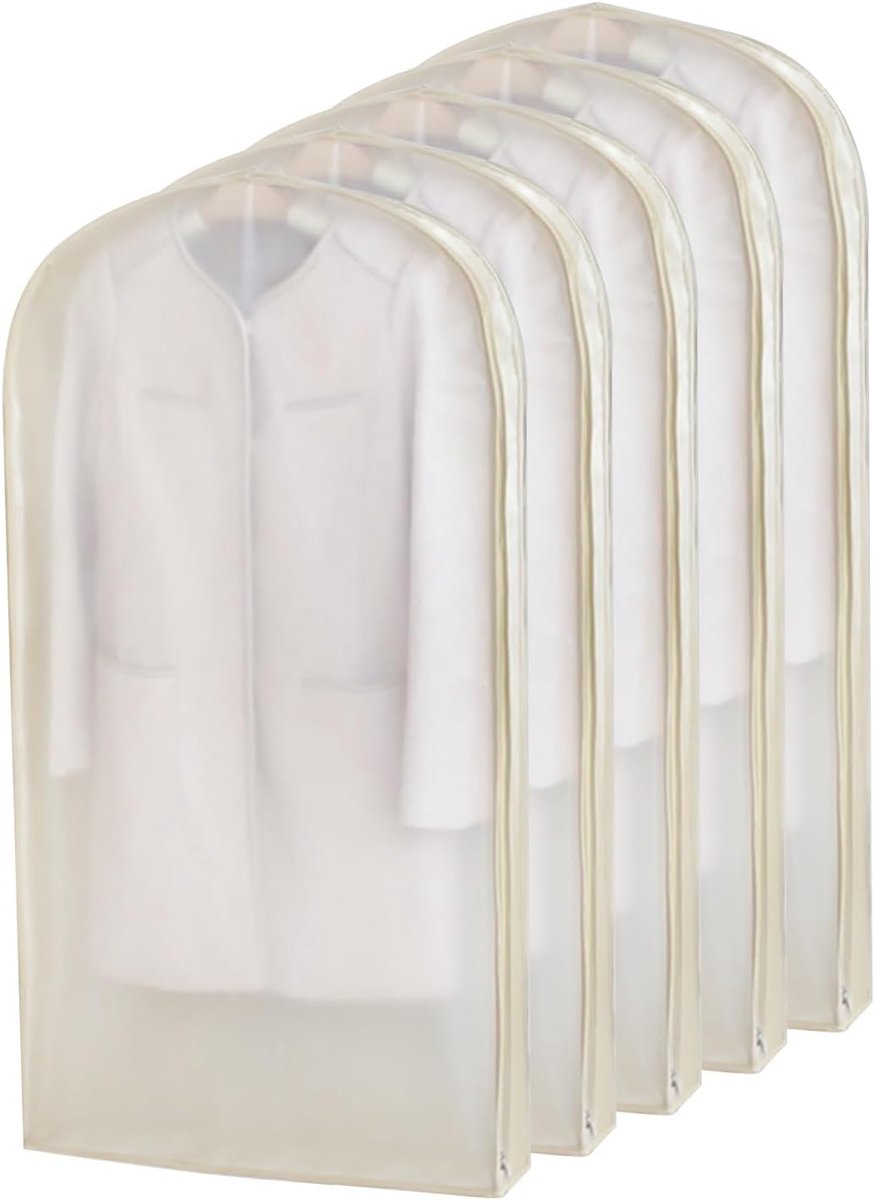Kledinghoezen Set - Kledingbeschermers - Garderobe Organisatie - Ademend Mesh Ontwerp - 5 Stuks - Beige
