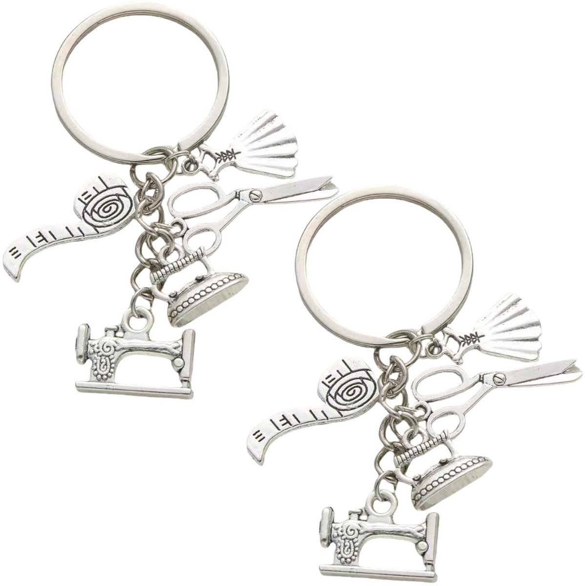 Dailygoods- Sleutelhanger Naaimachine - Gepersonaliseerde Sleutelhanger - Retro Sleutelhanger - 2 Stuks - Zinklegering - Cadeau Voor Naailiefhebbers - Naaiaccessoire