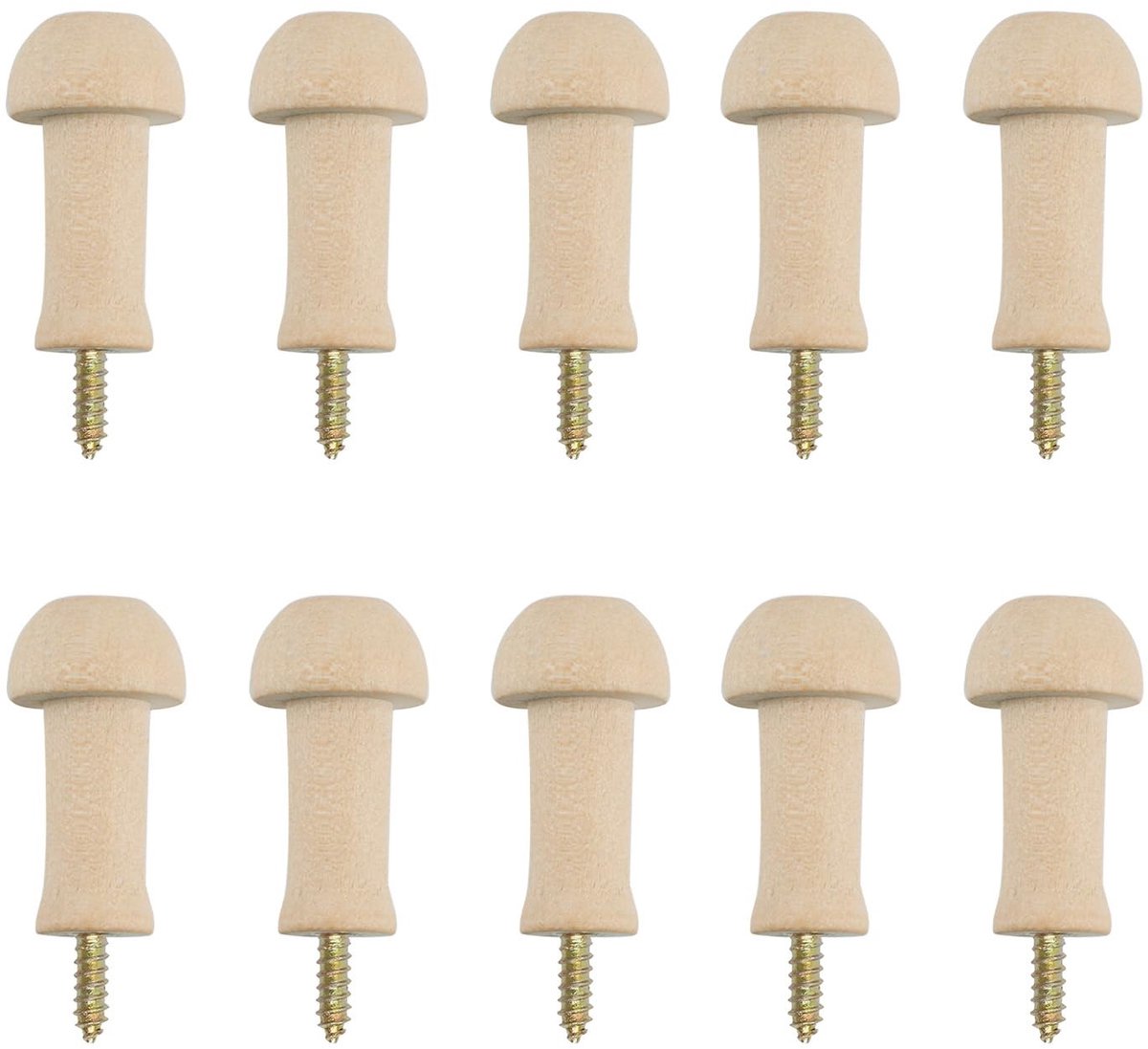 Solidchoice- Houten Shaker Peg - 10 Stuks - Duurzaam - Herbruikbaar - Voor Kleding/Hoezen - Ideaal voor Thuis/Office - Wandhaak