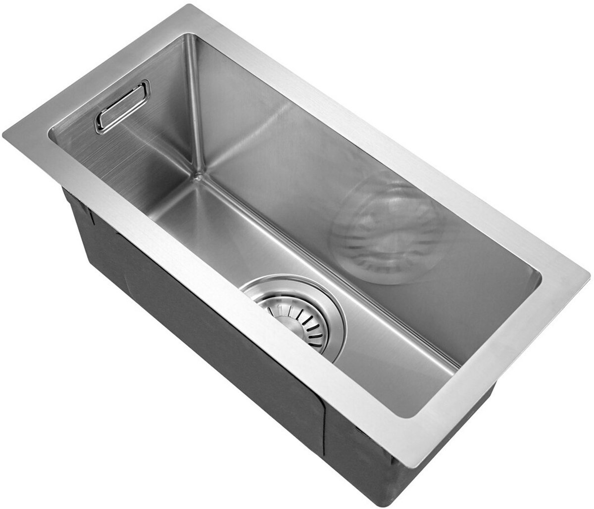 Vtw Living - Spoelbak RVS 16,5 x 38,5 - Spoelbak Keuken - Keukenspoelbak - Wasbak Keuken - Zonder Kraangat
