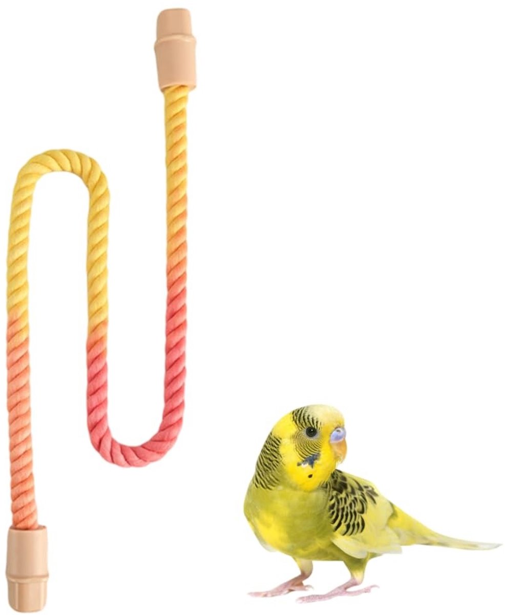 Dailygoods- Vogeltouwzitstok - Verstelbaar - Kleurrijk - Dikke Stalen Draad - Dubbelzijdige Bevestigingsgesp - Voor Papegaaien en Valkparkieten - Klimtouw