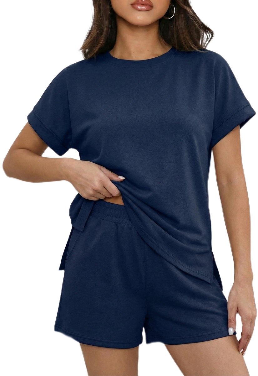 Dailygoods- Co-ord Set Dames - 2-delige Outfit - Elegante Losse Pasvorm - Zomerset met Zakken - Gesplitste Zoom - Perfect voor de Zomer - Tweedelige Set