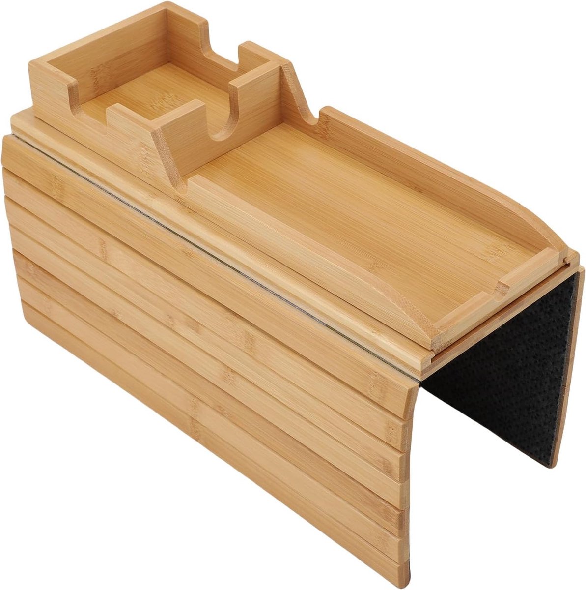 Bank Armleuning Tafel - Opvouwbaar Dienblad - Ontspannen op de bank - Antislip Stabiliteit - 37 x 17 cm - Houtkleurig