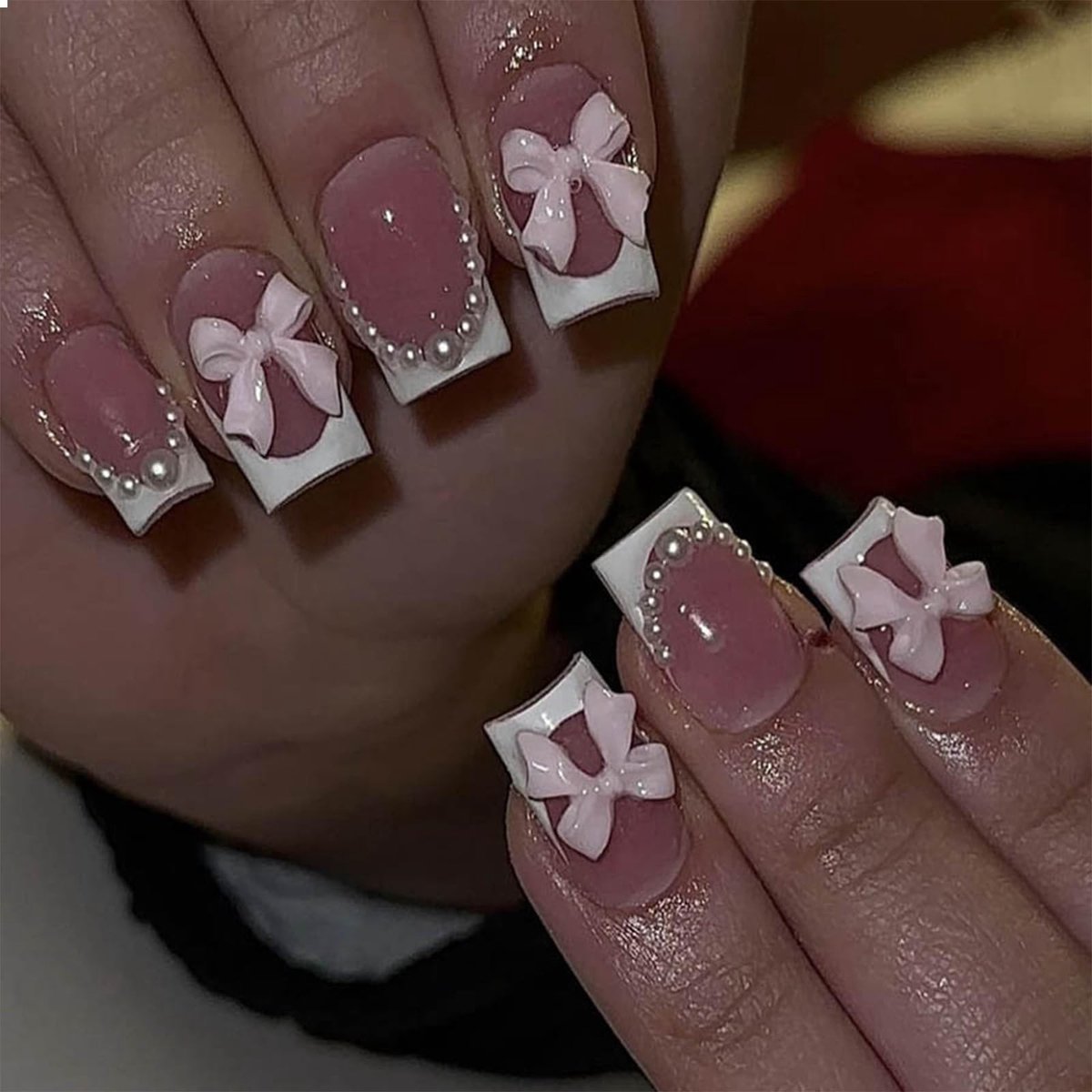 Dailygoods - Korte Press-on Nagels met Franse Tip en Design