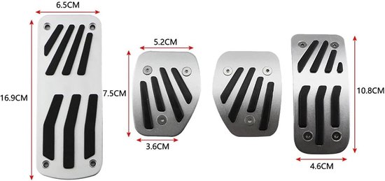 Auto Pedaal Set - Voetpedaal Covers - Veiliger Rijden - Antislip Design - MT met Rust - Zwart en Zilver — afbeelding 3
