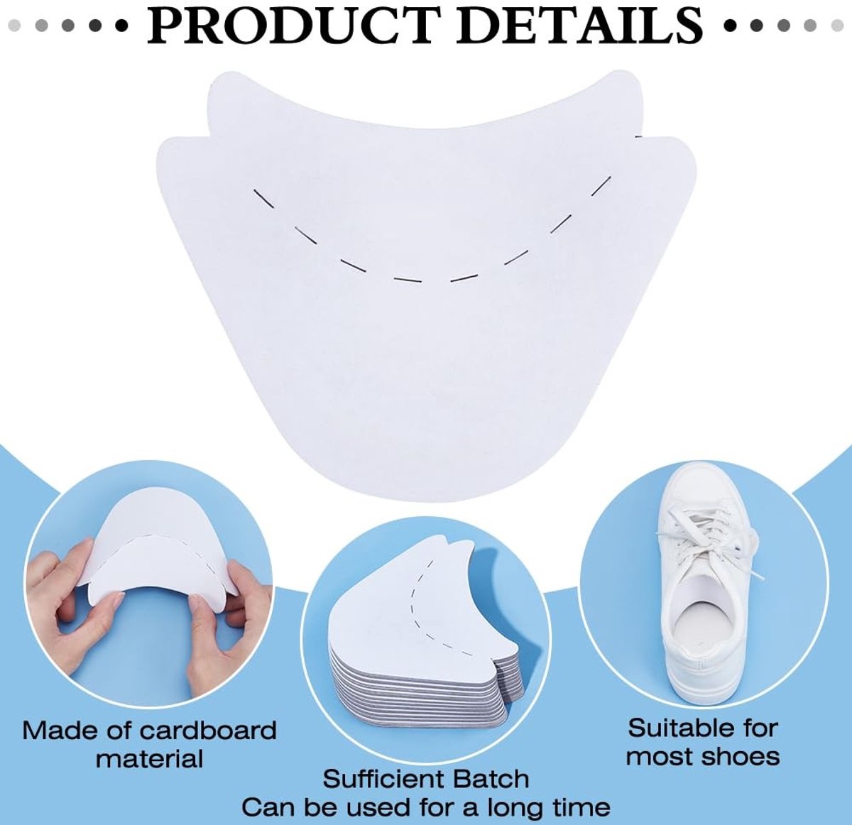 Dailygoods- Schoen Inzetstukken 40 Paar - Papieren Binnensteun - Voorkomt Deformatie - Geschikt voor Sneakers/Schoenen - 99x124mm - Wit - Schoensteunen