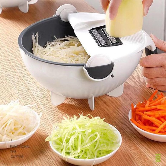 Groentenhakker - Keukenmachine - Maaltijden Bereiden - Ingebouwde Afvoermand - 22.6 cm - Grijs — afbeelding 2