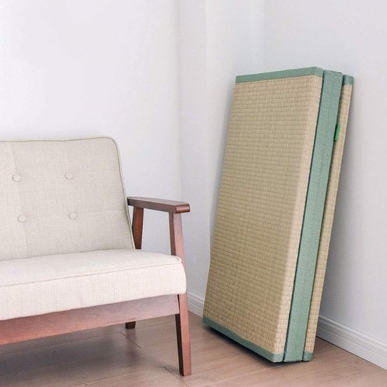Japanse Tatami Matras - Futon Vloertapijt - Ruimtebesparend Slapen - Natuurlijk Gras Materiaal - 90x200x3.5cm - Groen — afbeelding 2