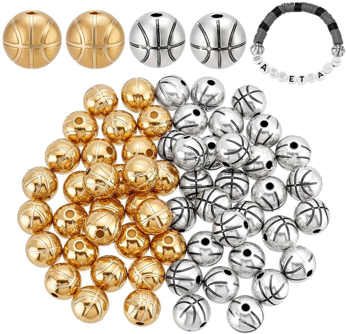 Dailygoods - 60 Stuks Basketbal Kralen voor Doe-Het-Zelf Ambachten
