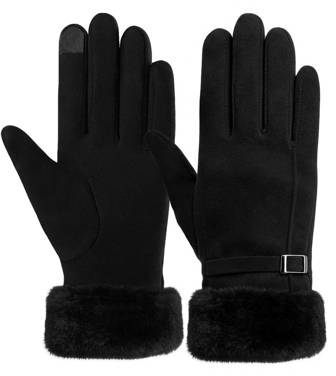 Dailygoods - Warme handschoenen voor dames, zachte winterhandschoenen, touchscreen-handschoenen met fleece gevoerd, winddichte thermische handschoen voor koud weer