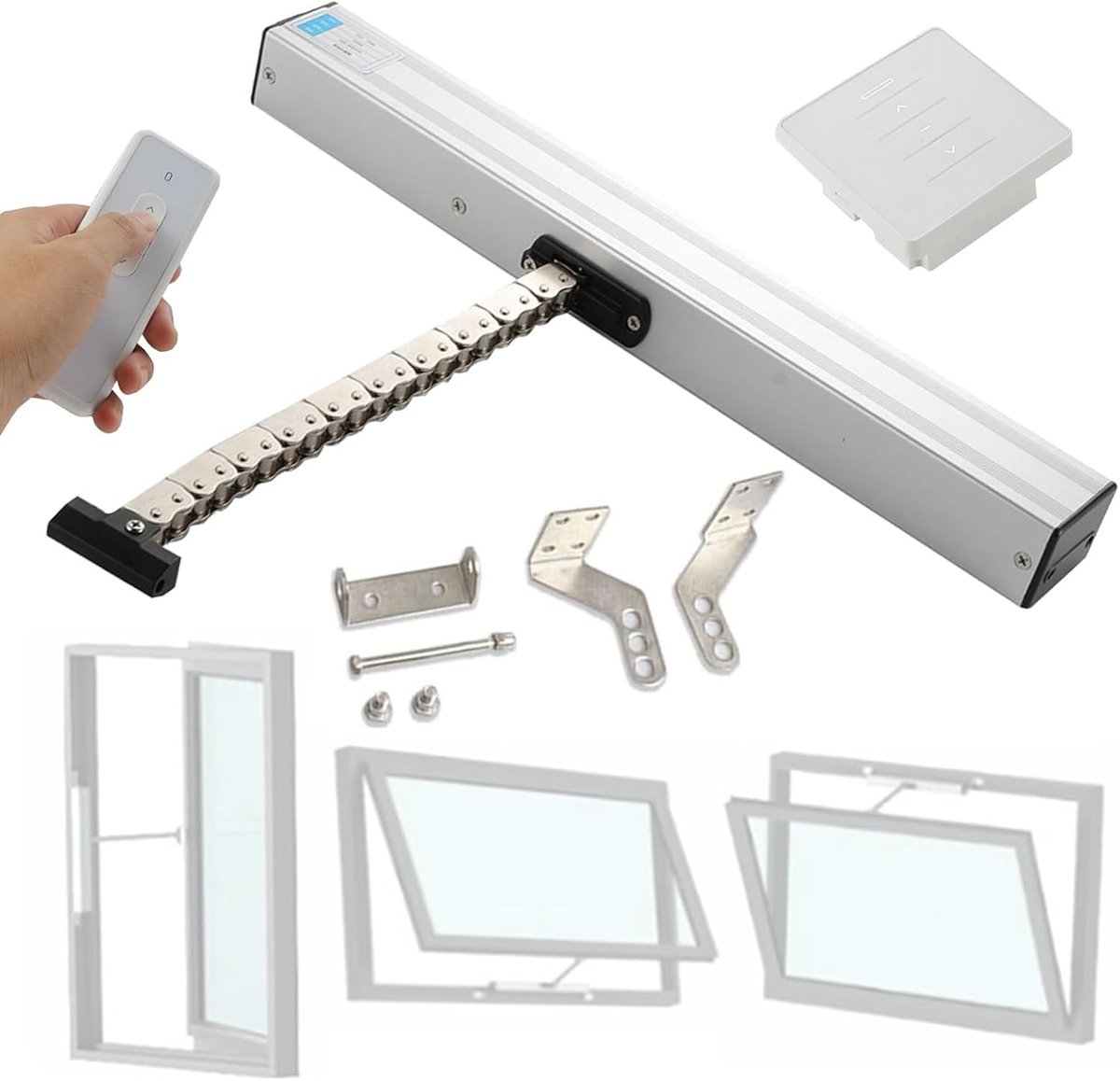 Elektrische Raamopener - Automatische Actuator - Ventilatie Regelen - Dubbellaagse Ketting - 300-1000 mm - Zilver