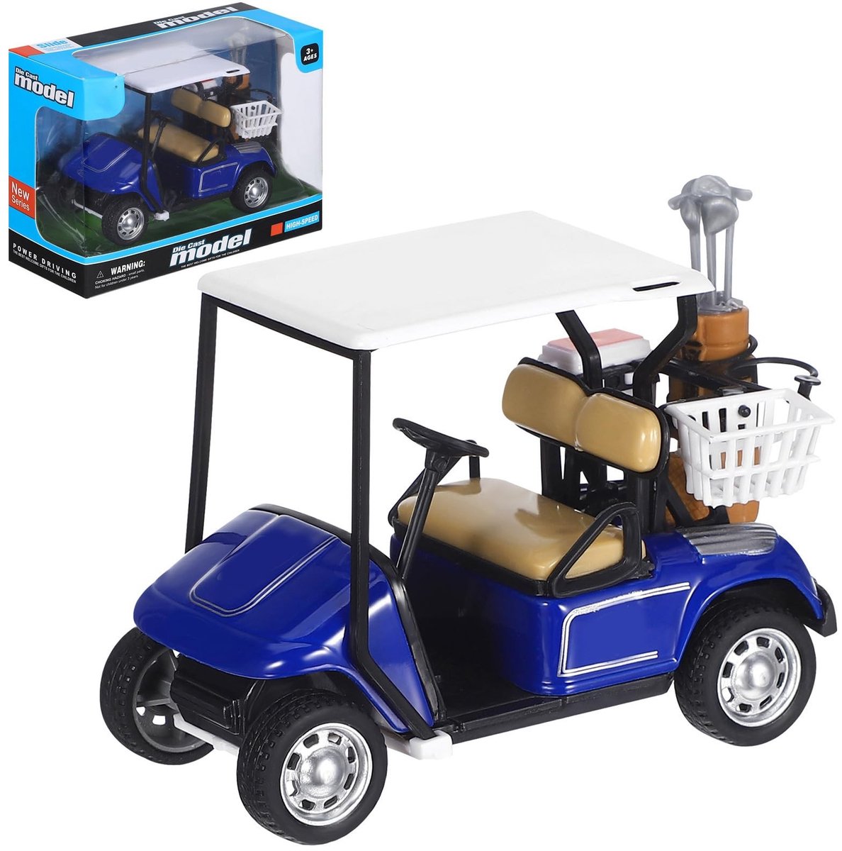 Dailygoods - SHINEOFI Miniatuur golfwagen, schaal 1:36, gegoten metaallegering met terugtrekmechanisme, ideaal voor feestjes, verjaardagen, als verzamelobject, decoratie voor poppenhuizen en