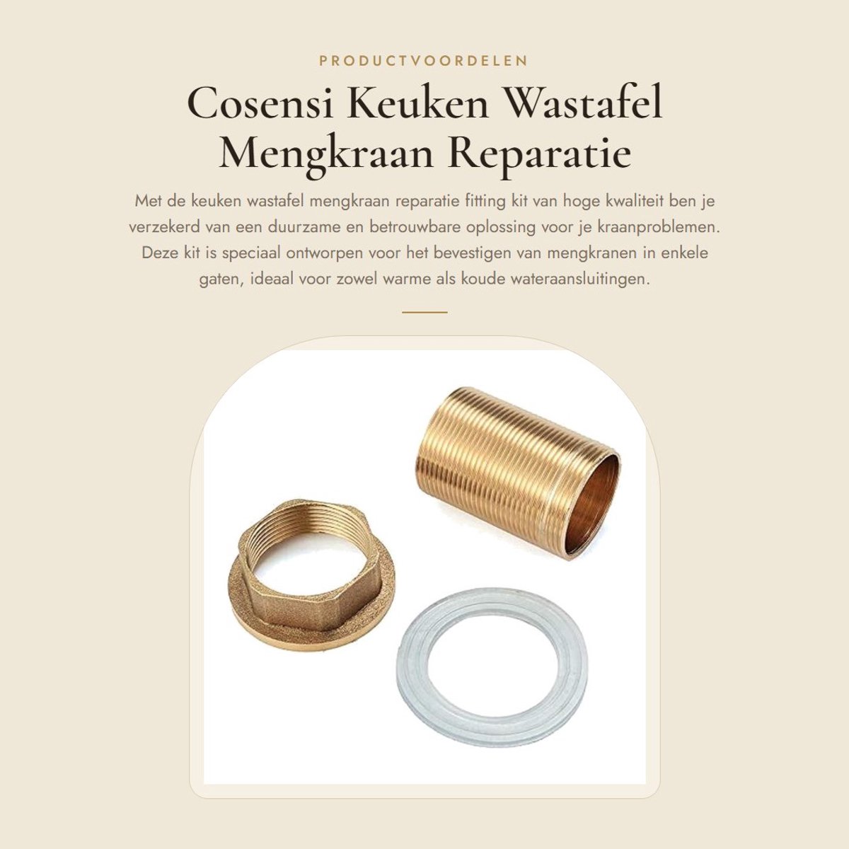 Dailygoods- Mengkraan Keuken Wastafel - Reparatie Kit - Schroefdraad Messing - Complete Accessoires - Duurzaam Koper - Eenvoudige Montage - Kraanonderdelen