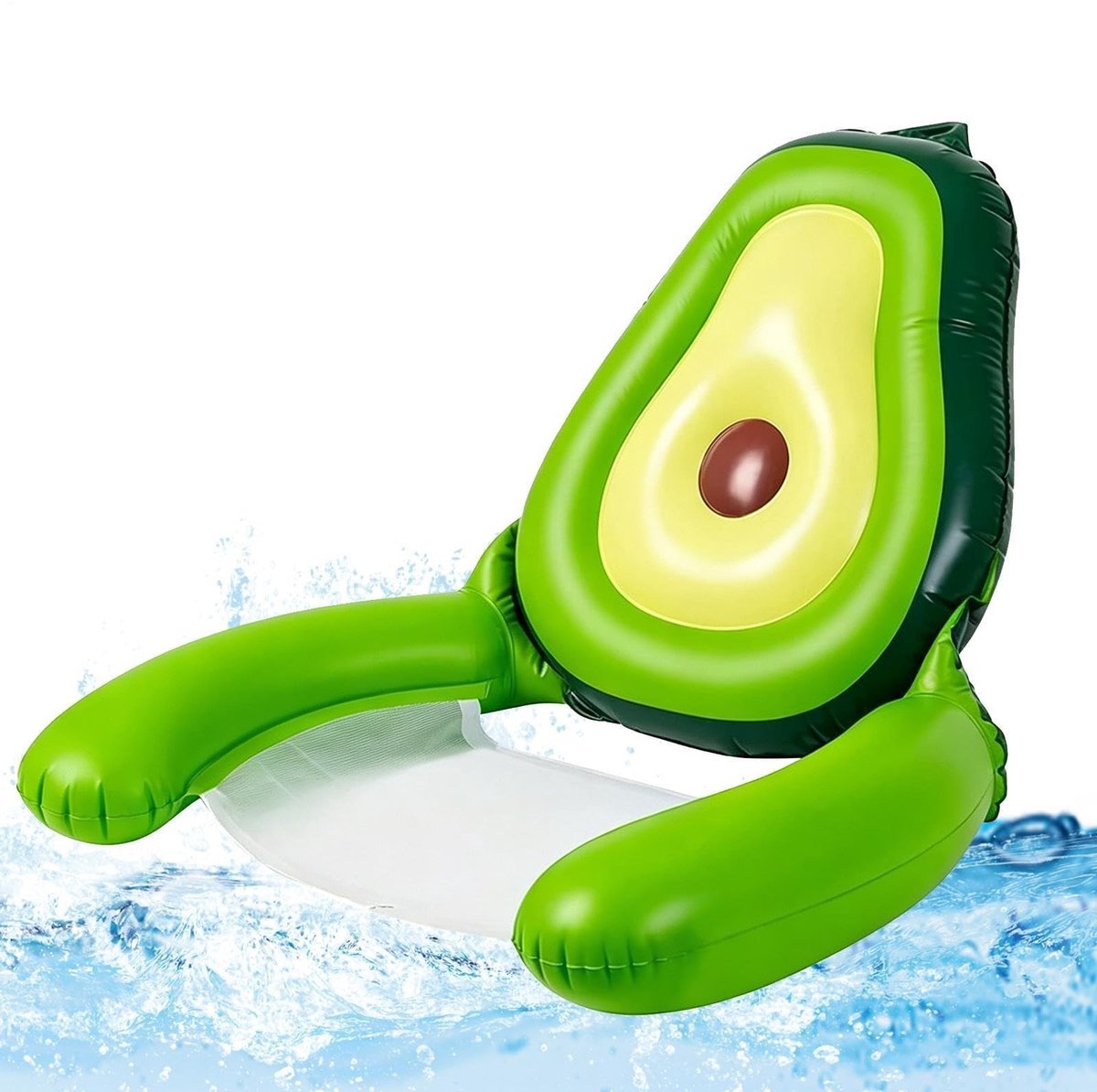 Dailygoods- Opblaasbare Avocado Stoel - Comfortabele Water Lounge - Zwembadstoel - Opblaasbare Zwembadstoel - Zomer Accessoire - Verstelbare Mesh Zitting