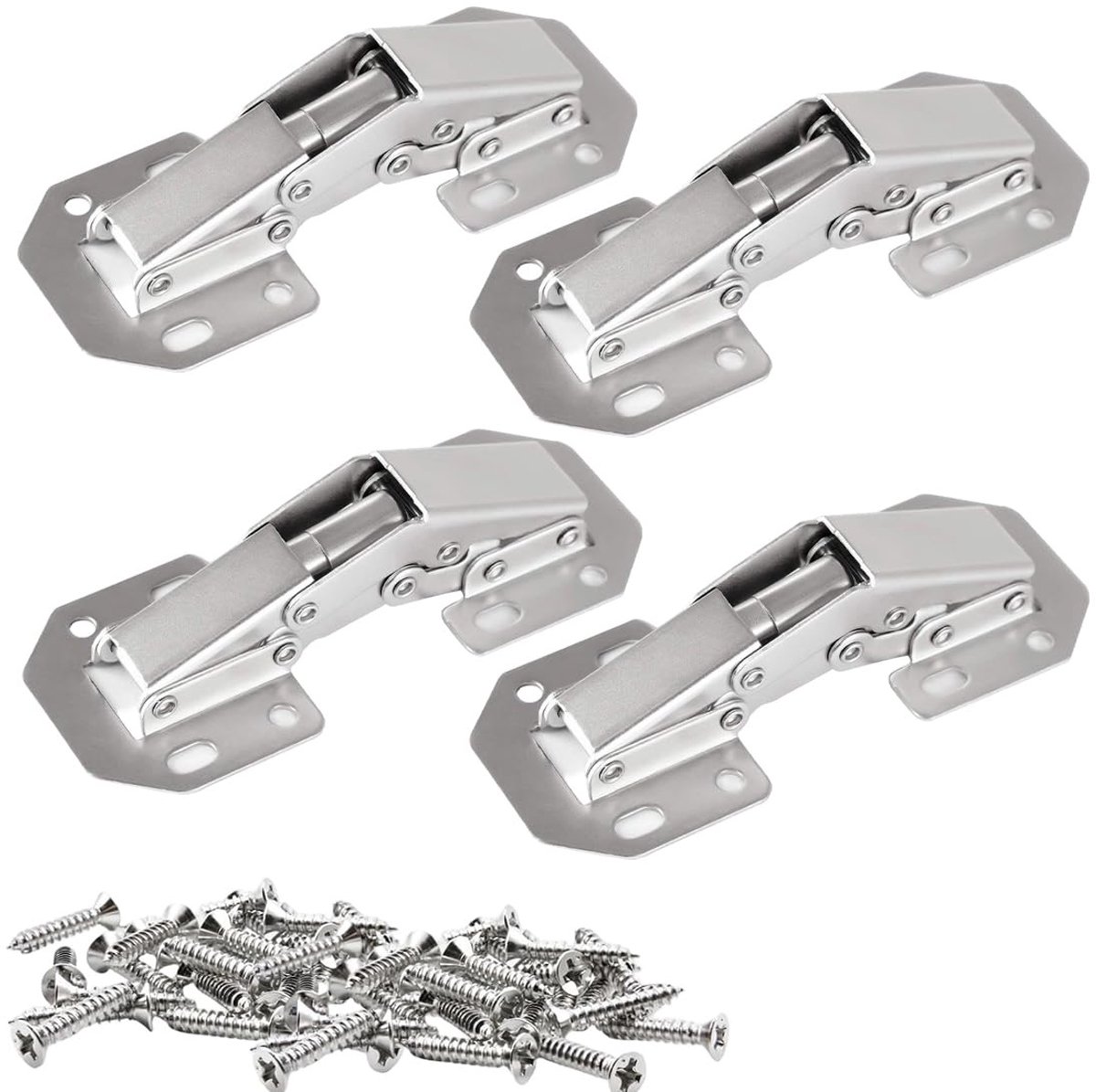 Dailygoods - 4 stuks keukenscharnieren, scharnieren voor keukendeuren, meubelscharnieren, 90 graden scharnieren voor kasten, voor meubeldeuren, keuken, kasten (33 x 77 mm)
