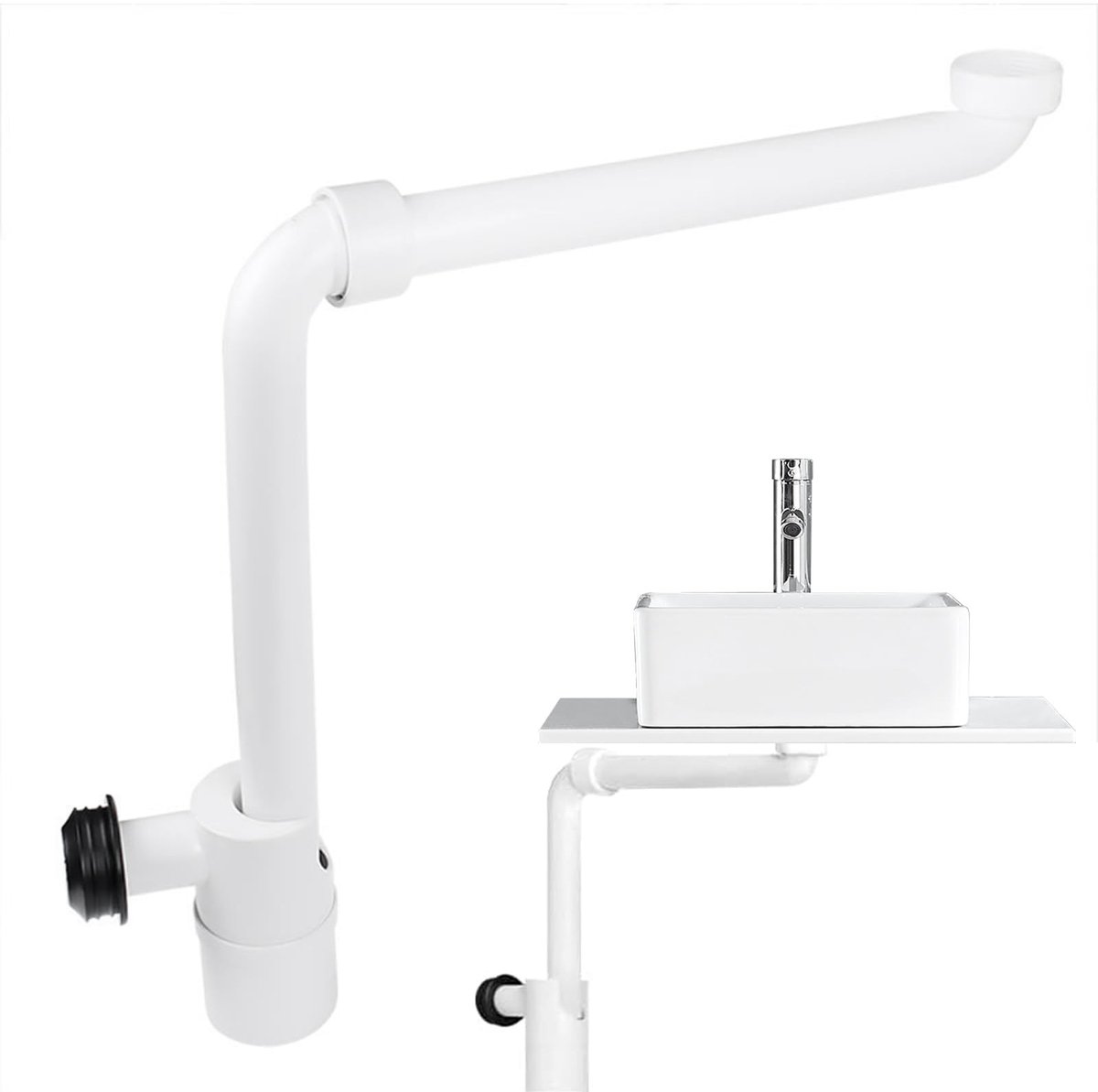 Dailygoods - Ruimtebesparende sifon, geurafsluiter voor wastafel, ruimtebesparende sifon, geschikt voor 360 graden instelbare sifon, wastafel, afvoerbuis, ruimtebesparende sifons voor badkamer, sifon, plat