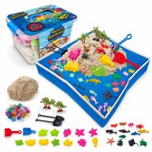 Mass Store - Magisch Zand - Kinetisch Effect - Speelzand - Oceaan Thema - 50 Accessoires - Opvouwbare Speelbak - Educatief & Sensorisch Speelgoed