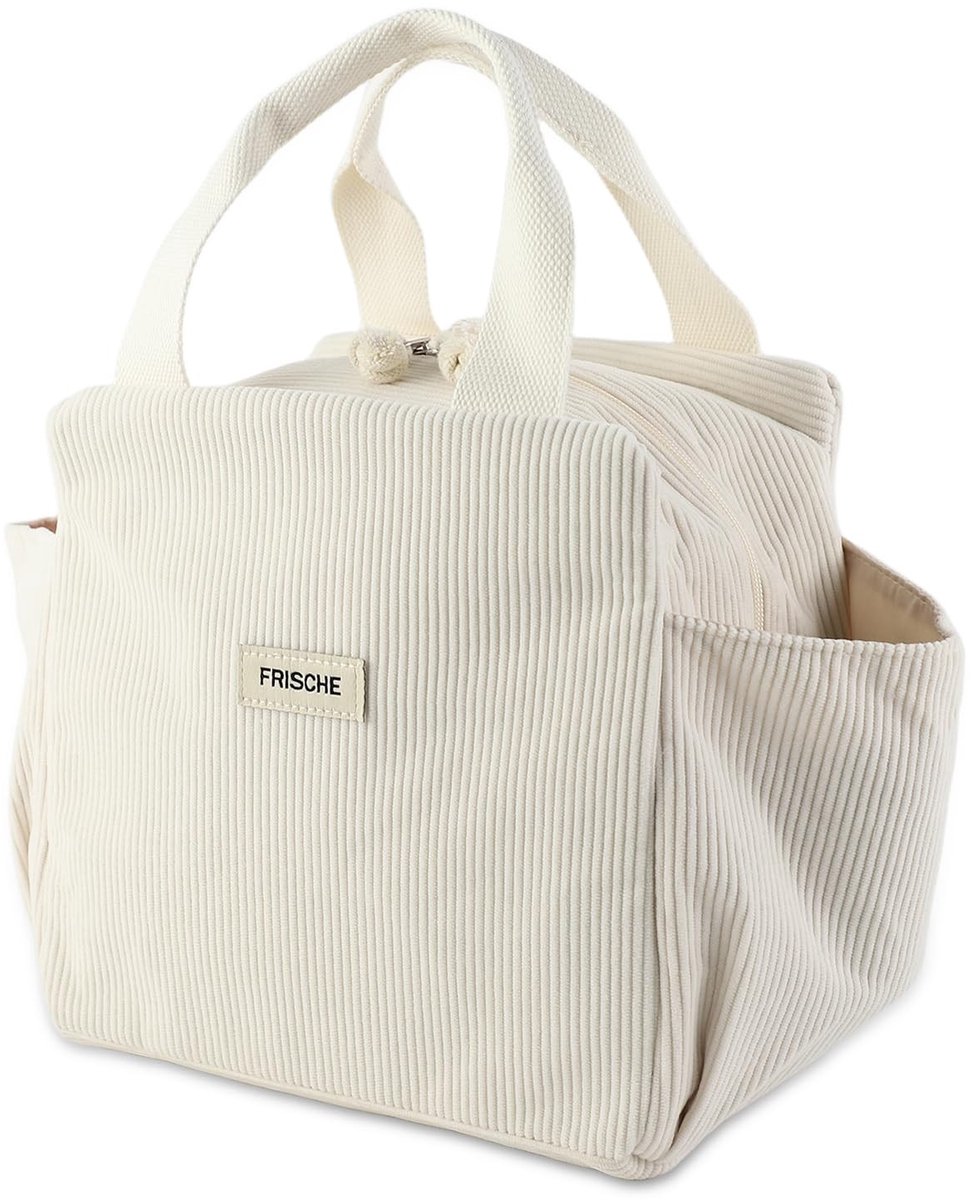 Dailygoods- Lunchtas 12 Liter - Klein Koeltas - Ribfluweel - Grote Capaciteit - Zijvakken - Geschikt voor Werk/Picknick