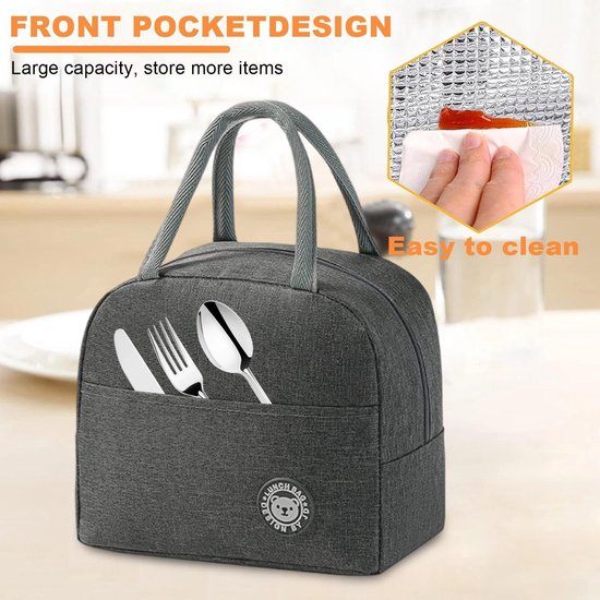 Dailygoods- Lunchtas 2 Stuks - Mini-Koeltas - Kleine Koeltassen - Praktische Hengsels - Voor Kantoor/School - Zijvakken — afbeelding 5