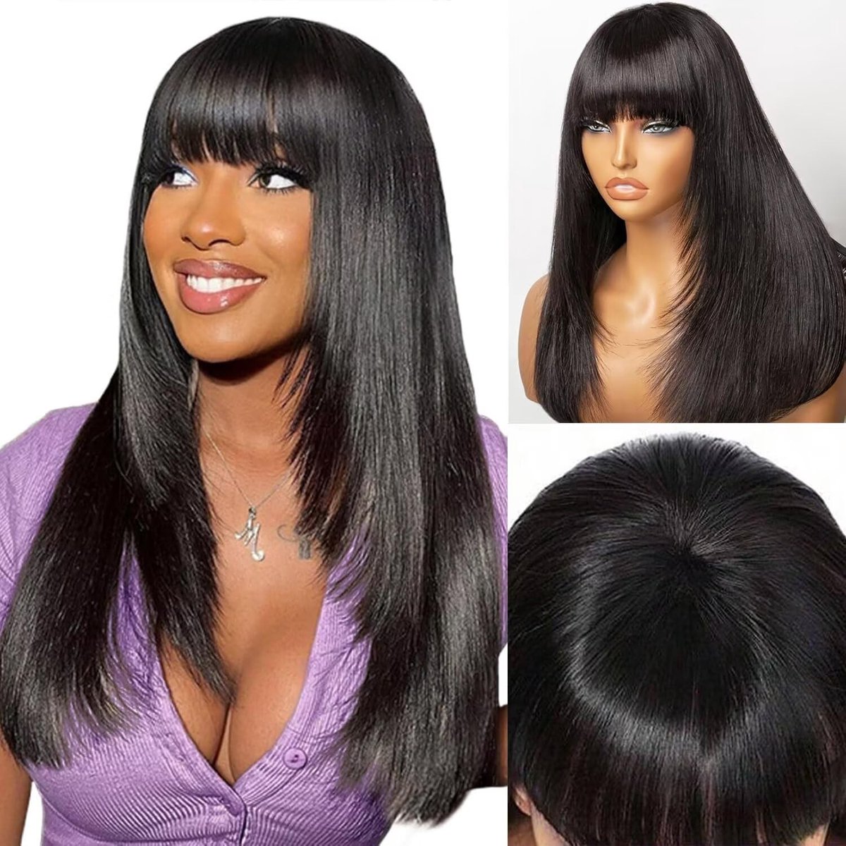 Dailygoods - Korte Bob Pruik van 100% Braziliaans Haar - 150% Dichtheid