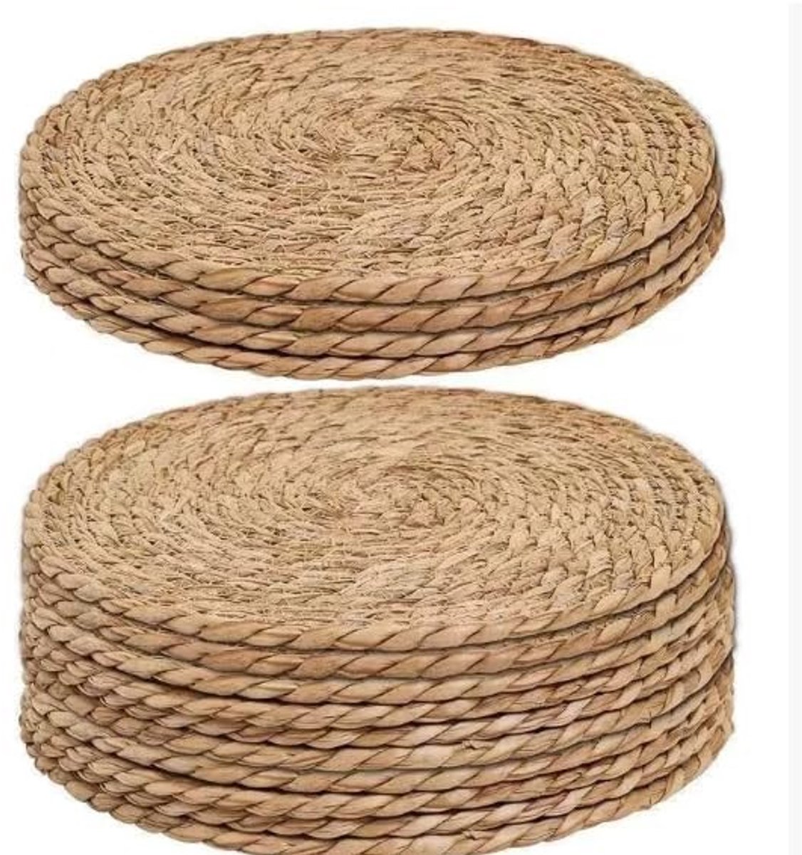 Dailygoods- Placemats Handgeweven - Ronde Hittebestendige Tafelmatten - Onderzetters voor Glazen - Onderzetters voor Pannen - Natuurlijke Riet - 24 cm Diameter