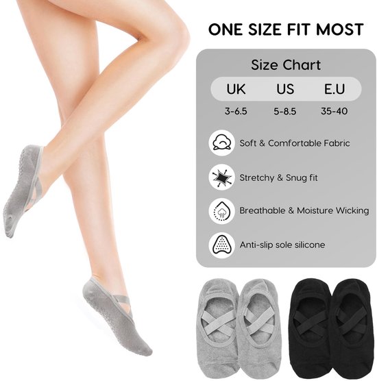 Dailygoods- Yogasokken Antislip Dames - 4 Paar - Pilates - Dansen - Comfortabel - Ademend van Dailygoods — afbeelding 3