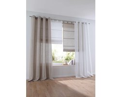 Vouwgordijn met lussen - Linnen gordijn - Raam decoratie - Natuurlijke vezel - 45x140 cm - Wit