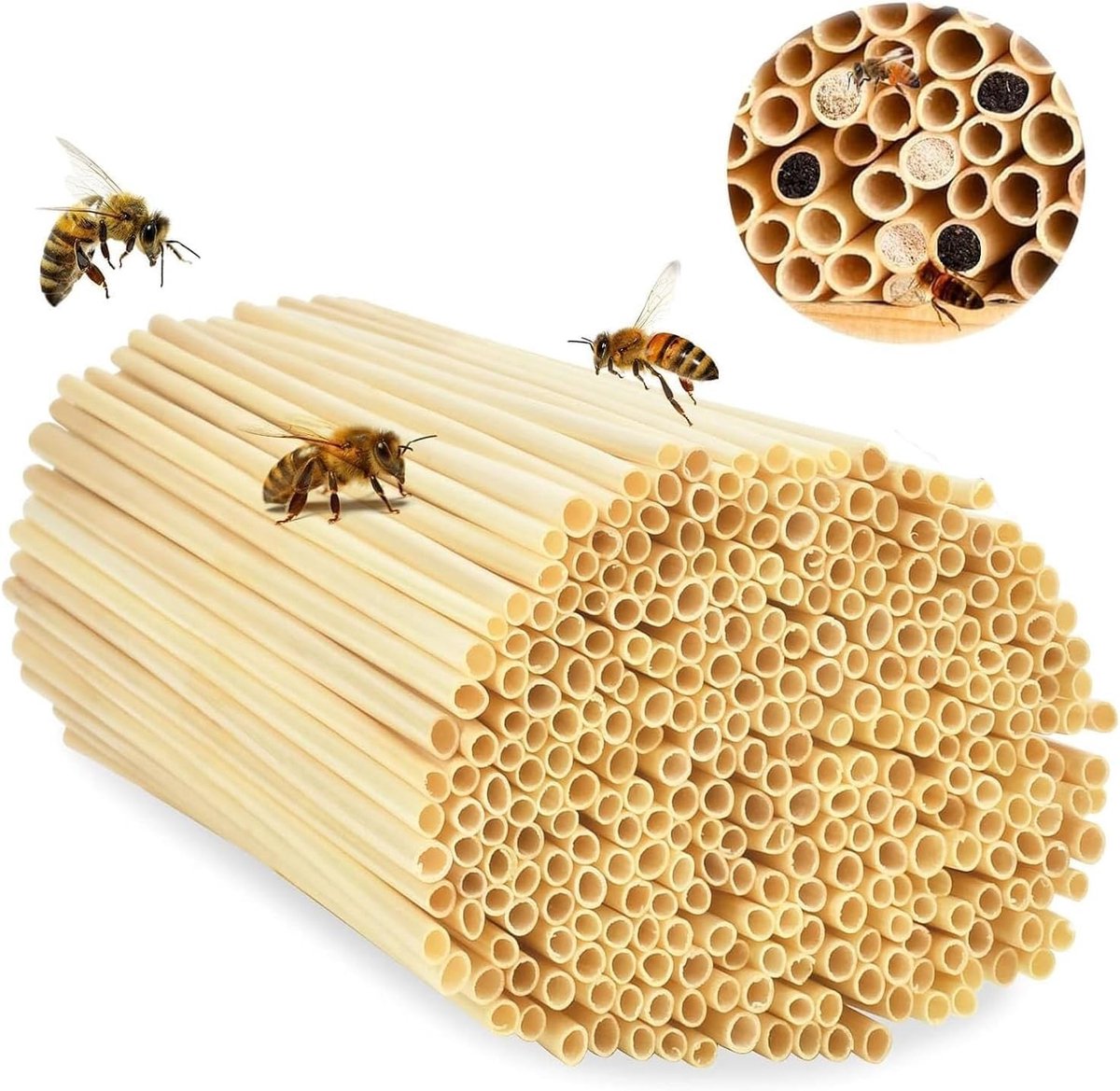 Dailygoods- Nestbuizen 500 stuks - Insectenhotel - Nesthulp - Doe het zelf - Tarwestro - Milieuvriendelijk - 14,5 cm hoog