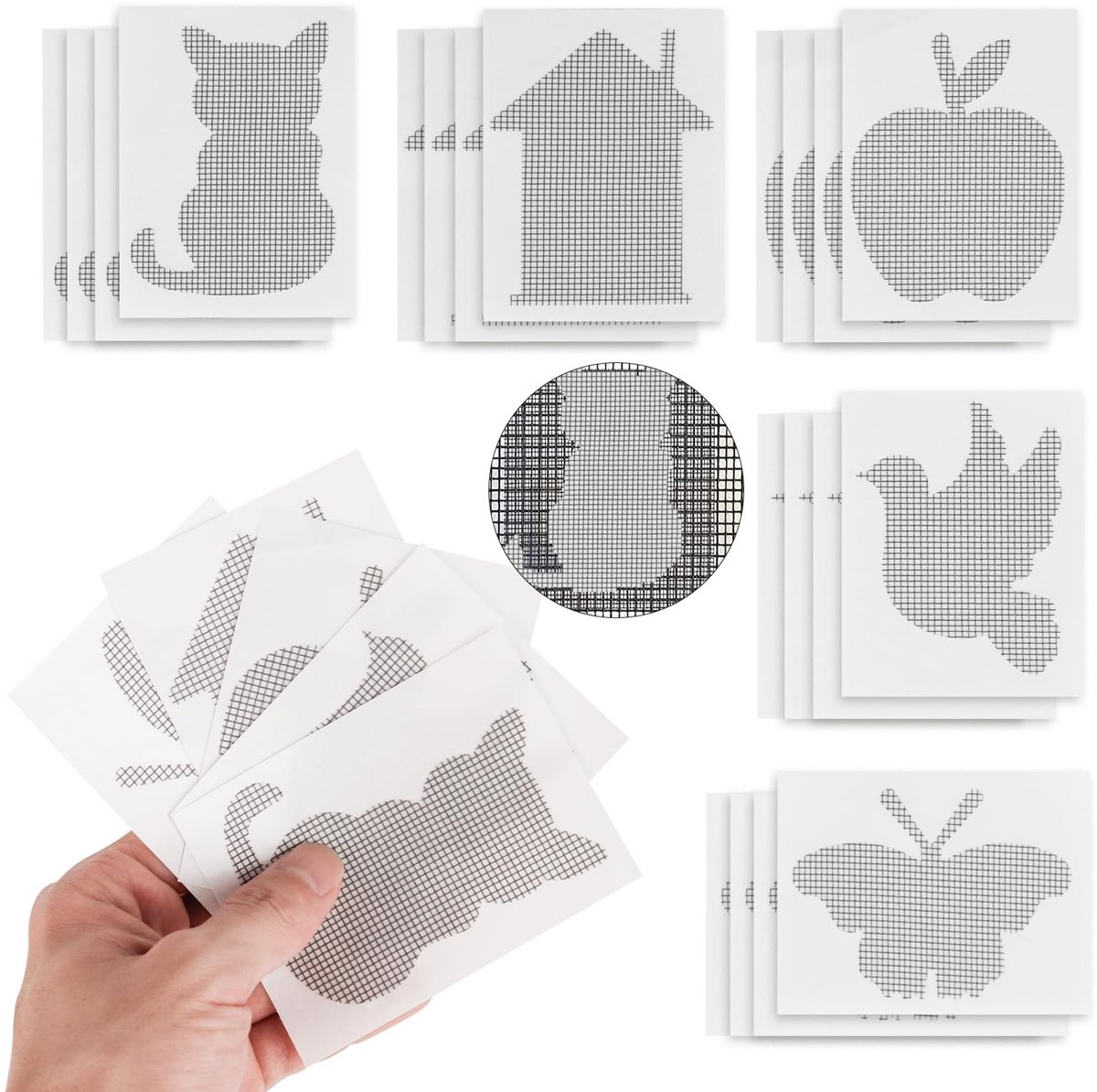 Dailygoods- Vliegengaas Reparatieset 20 Stuks - Zelfklevend Insectennet - Muggennet - Reparatietape - Glasvezel - 7 x 9 cm