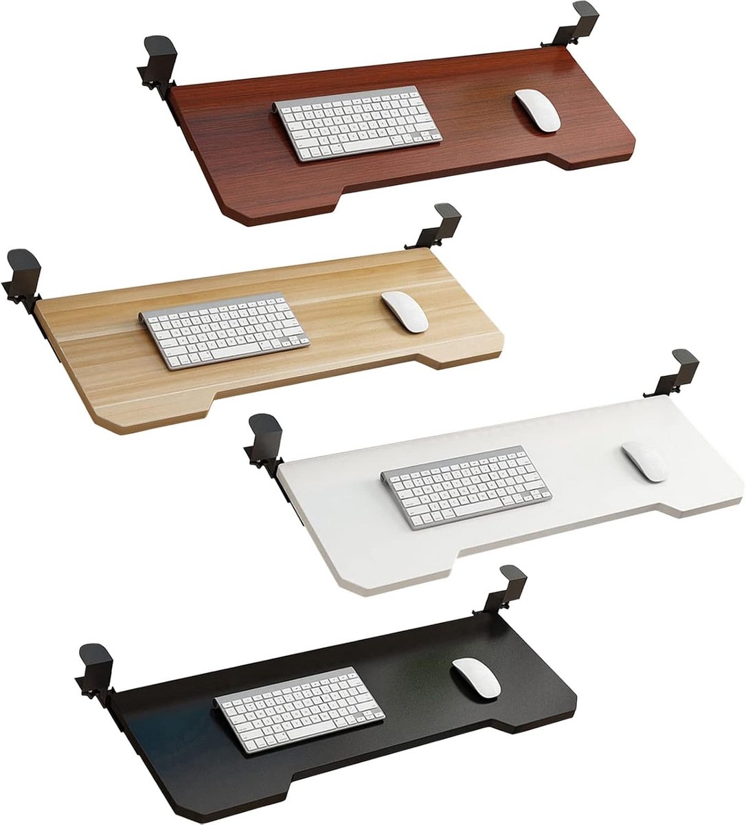 Toetsenbordlade Onder Bureau - Schuiflade Werkplek - Comfortabel Typen - Zonder Boren - 65 x 25 cm - Zwart