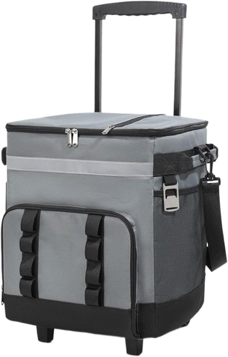 Rollende Koelbox - Koeltas op wielen - Outdoor activiteiten - Groot volume - 35 liter - Donkergrijs