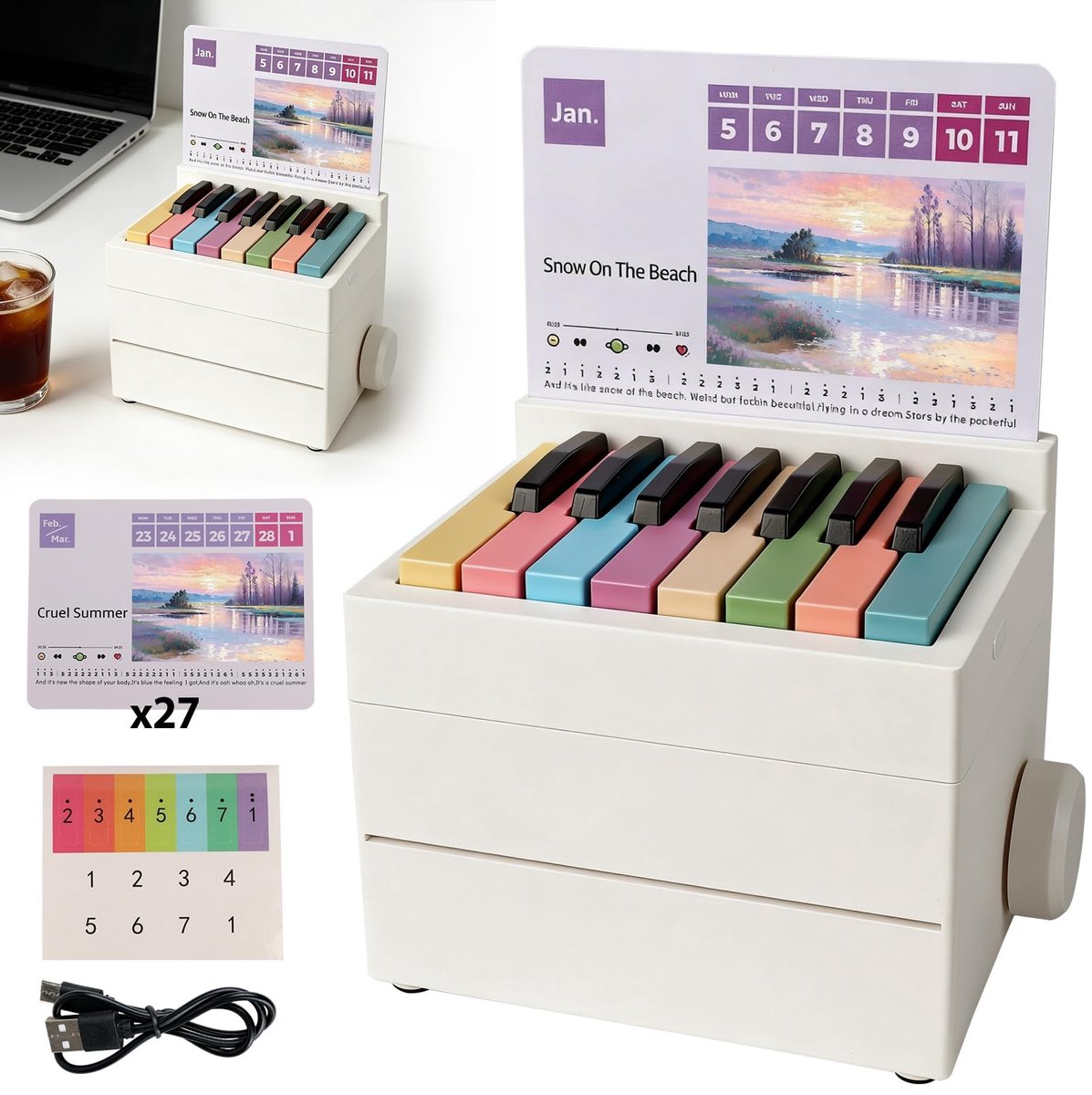 Dailygoods - Speelbare Pianokalender 2026 met 26 Muziekkaarten