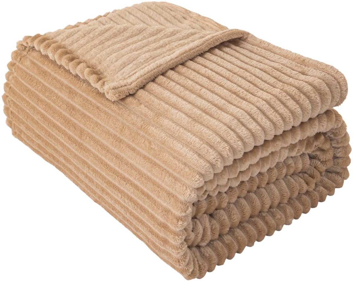 Dailygoods- Fleece Deken - Geribbelde Textuur - Zacht/Warme - Decoratieve Deken - Banksprei - Premium Microvezelfleece - 150 x 200 cm - Plaid