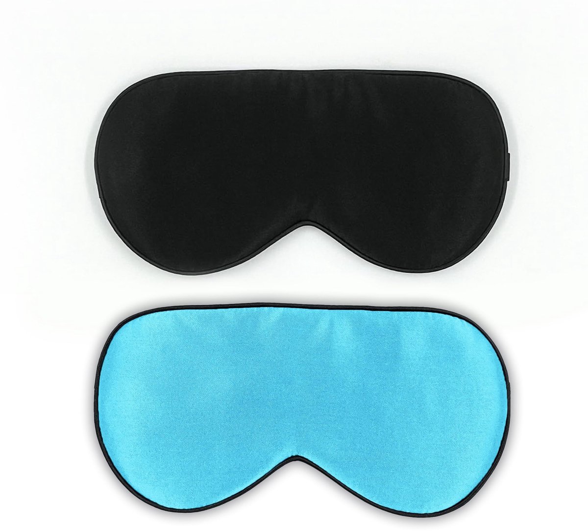 Dailygoods- Slaapmasker Zijde - 2 x Oogmasker - Verstelbare Band - Comfortabel - Superzacht - Zwart/Ijsblauw