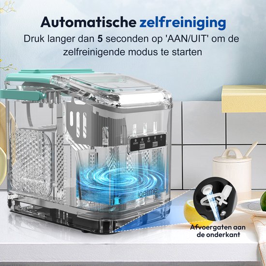 LOEFME IJsblokjesmachine - 1,4L - 12kg/24 uur - Bulletijs - IJsblokjesmaker - IJsschep, Ijsmand - Draagbaar - Zelfreinigingsfunctie -Groente — afbeelding 5