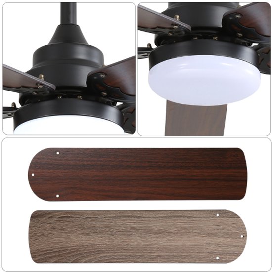 Flache Deckenventilator 106 cm met LED Verlichting en Afstandsbediening – DC Motor Stil 6 Snelheden Timer Lichtgeheugen Dimbaar 3000K–6000K Zwart — afbeelding 2