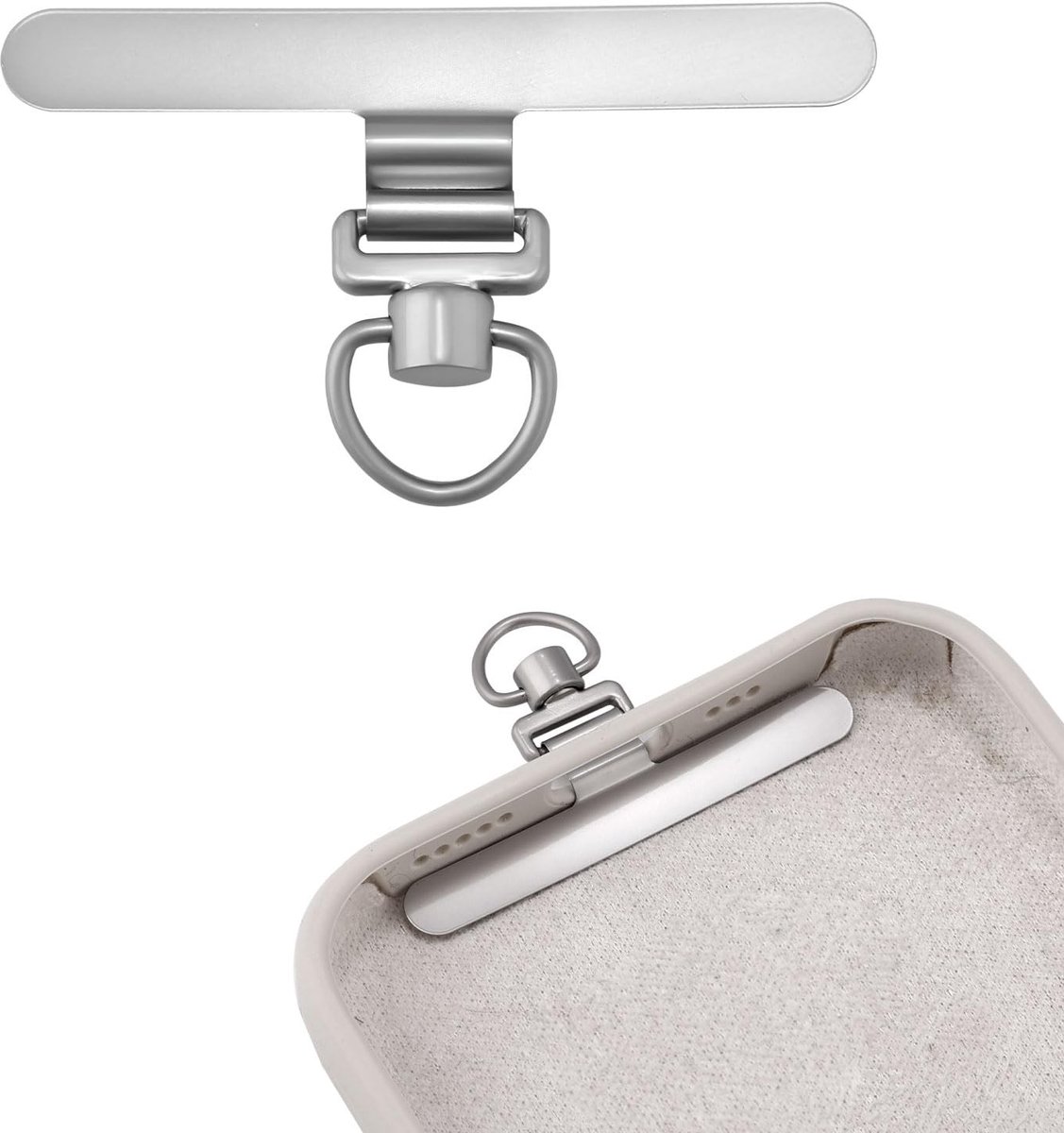 Dailygoods- Telefoonpatch Ultradun - Roestvrij Staal - 360° Draaibaar - Mobiele Telefoonband - Telefoontetherlip - Afmetingen 4,8 x 2,8 cm - Telefoontether
