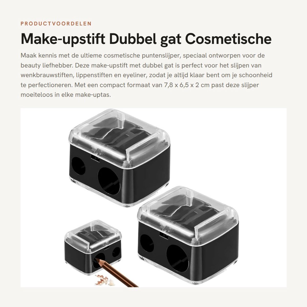 Store_8 - Make-upstift - Dubbel gat - Cosmetische puntenslijper - 2 stuks - Voor wenkbrauwen en lippen - Perfect voor make-up lovers - Compact en h...