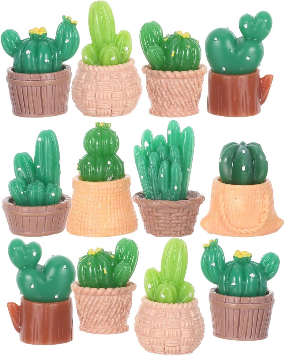 Mini Vetplanten - Nep Cactussen - Knutselen Tuin - Altijd Fris Groen - 16 Stuks - Groen
